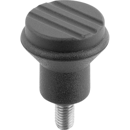Kipp Mushroom Knob Antibacterial Size:1 D=M05X10 D1=21 Thermoplastic, Gray Ral7015, Comp:Stainless Steel K0251.12005144X10